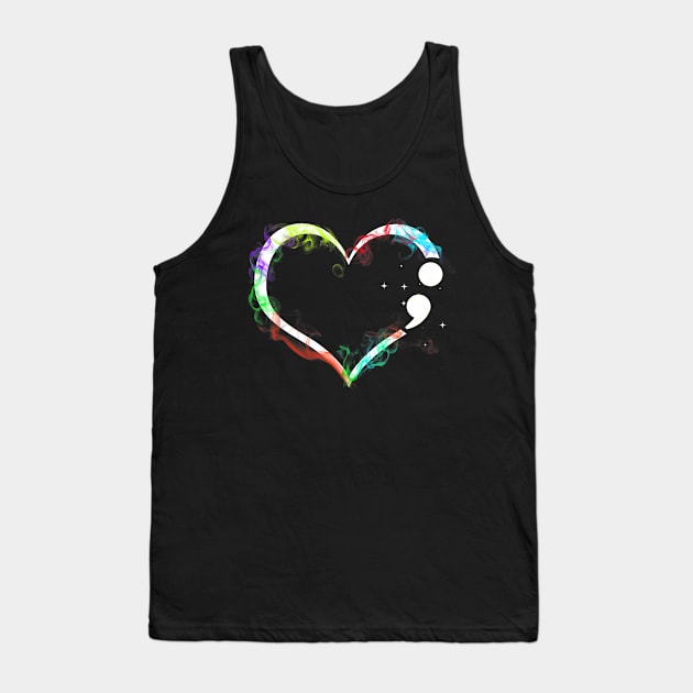 Heart Semicolon - Mental Health Tank Top by Wolfek246